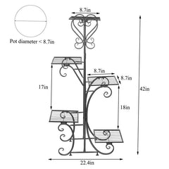 Lofaris 5 Tier Garden Metal Flower Plant Pots Display Stand