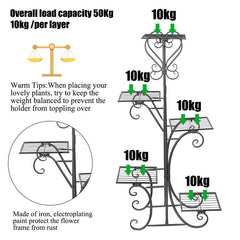 Lofaris 5 Tier Garden Metal Flower Plant Pots Display Stand