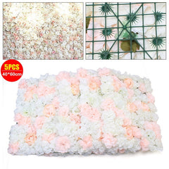 Lofaris 5Pcs Pink White Artificial Flower Wall Panels for Decor