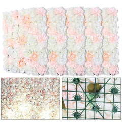 Lofaris 5 Pcs Pink White Artificial Flower Wall Panels for Decor