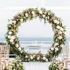 Lofaris 6.5Ft White Floral Dispaly Circle Metal Wedding Stand