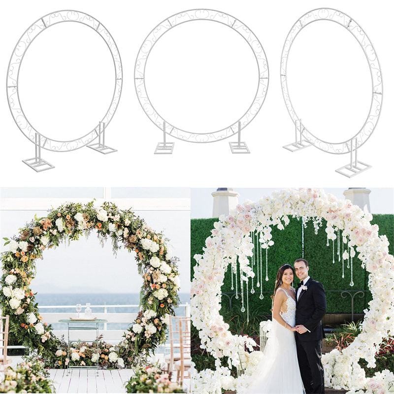 Lofaris 6.5Ft White Floral Dispaly Circle Metal Wedding Stand
