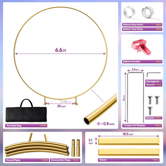 Lofaris 6.6FT Party Round Backdrop Stand Balloon Arch Frame