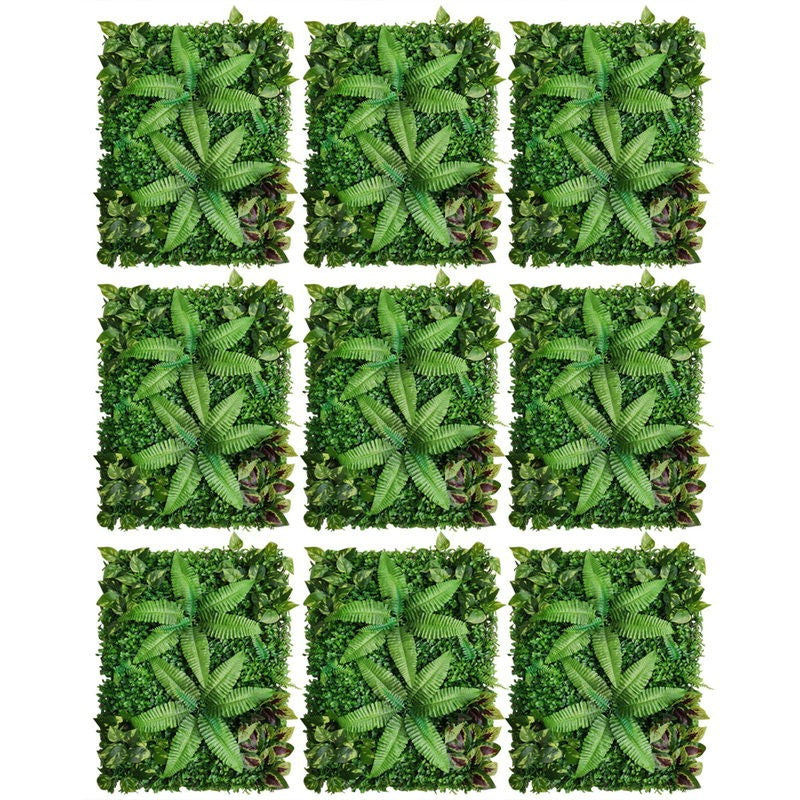 Lofaris 6/9/12 Pcs Artificial Grass Hedge Green Plants Panel Wall