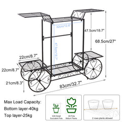 Lofaris 6 Tier Large Wrought Metal Cart Stand For Garden Decor