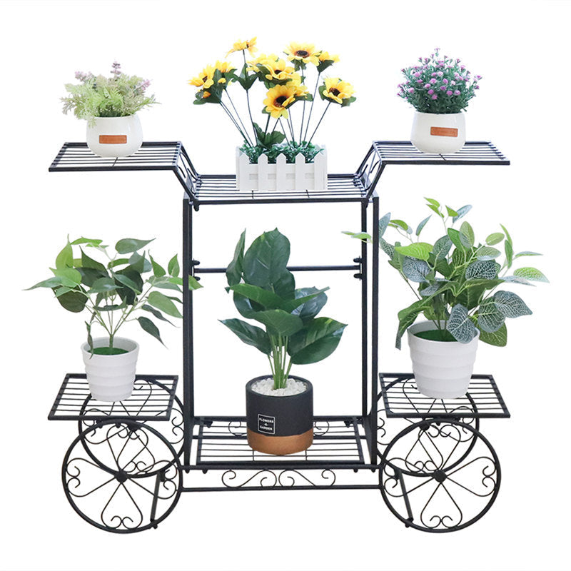 Lofaris 6 Tier Large Wrought Metal Cart Stand For Garden Decor