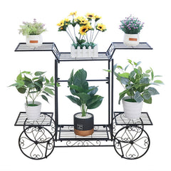 Lofaris 6 Tier Large Wrought Metal Cart Stand For Garden Decor