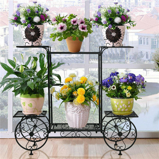 Lofaris 6 Tier Large Wrought Metal Cart Stand For Garden Decor