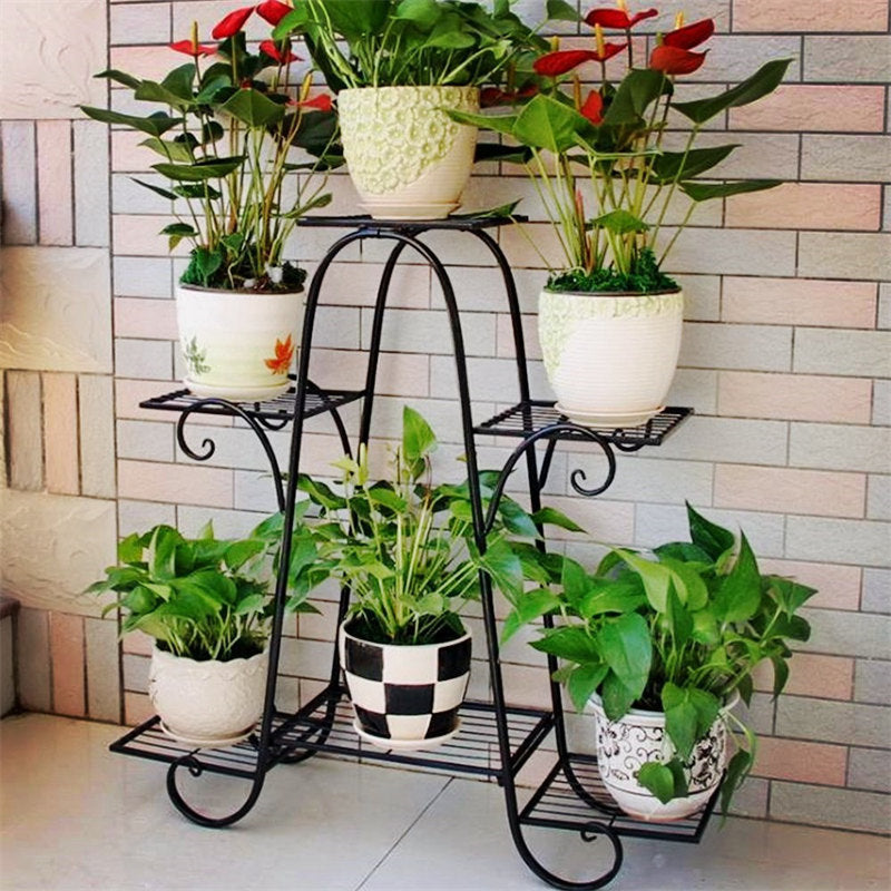 Lofaris 6 Tier Metal Outdoor Indoor Display Flower Pot Shelf