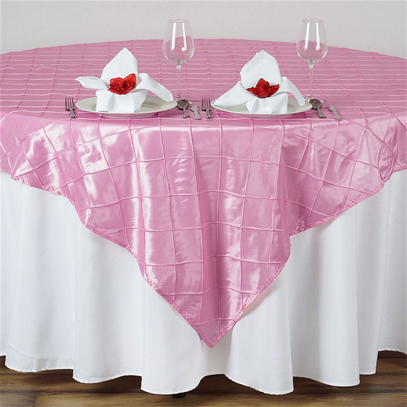 60X60 Inch Taffeta Pintuck Square Table Overlay - Lofaris