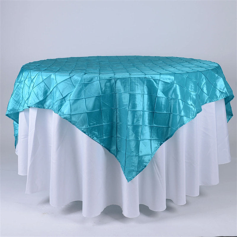 Lofaris 60X60 Inch Taffeta Pintuck Square Table Overlay