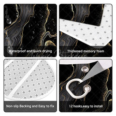 Lofaris (7 Day Delivery)Lofaris Black Gold Marbled Shower Curtain Kit