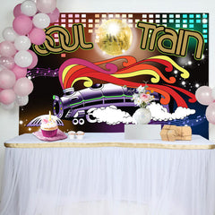 Lofaris 70s Soul Train Theme Neon Sign Birthday Party Backdrop