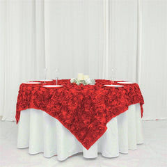 Lofaris 72X72 Inch 3D Rosette Satin Square Table Overlay