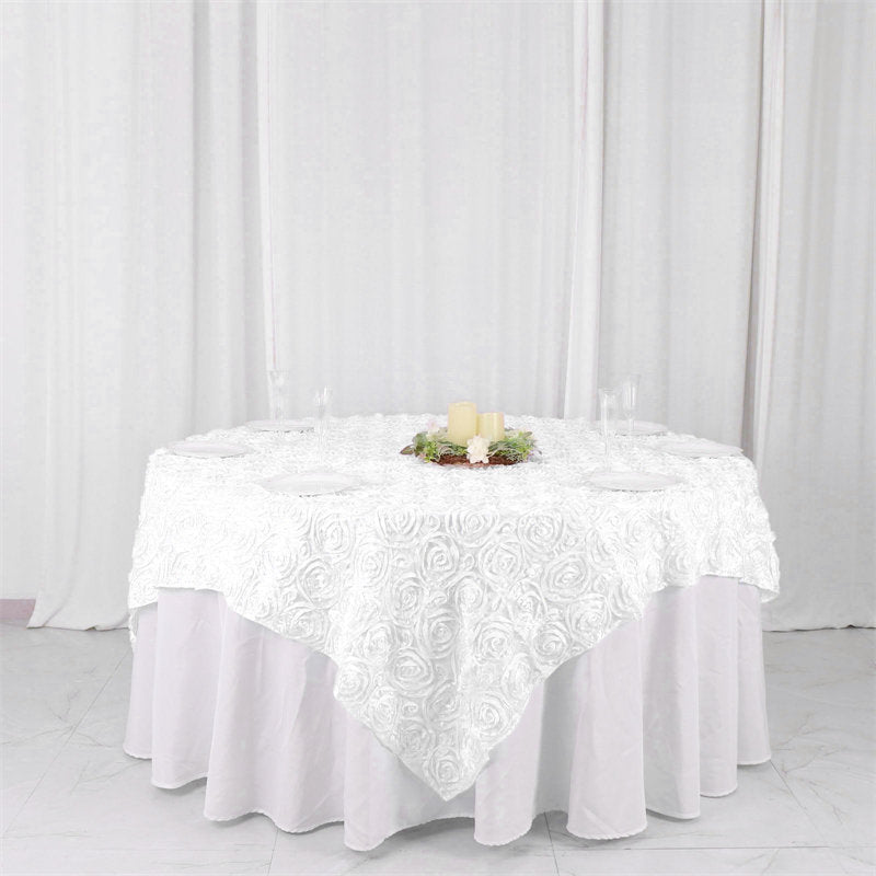 Lofaris 72X72 Inch 3D Rosette Satin Square Table Overlay