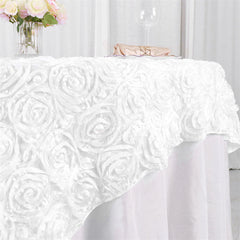 Lofaris 72X72 Inch 3D Rosette Satin Square Table Overlay