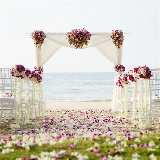 Lofaris 7X7Ft White Outdoors Square Wreath Wedding Metal Stand