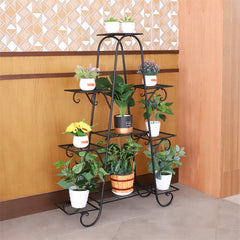 Lofaris 9 Tier Tall Black Iron Flower Pot Plant Multilayer Stand