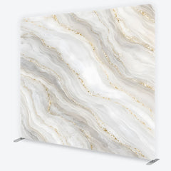 Lofaris Elegant White Grey Gold Marble Abstract Square Double-Sided Backdrop, Shimmering Glitter Design for Photography
