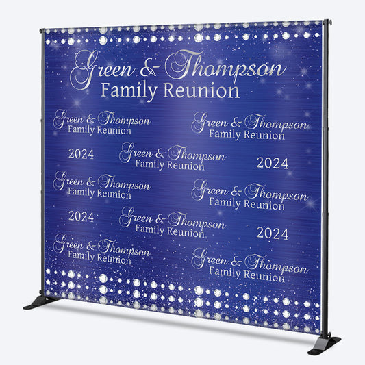 Custom Blue Metal Texture Family Reunion Backdrop
