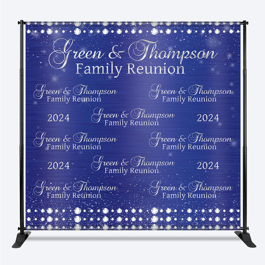 Custom Blue Metal Texture Family Reunion Backdrop