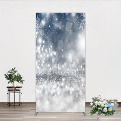 Lofaris Sparkling Silver Blue Snowflake Glitter Rectangle Arch Backdrop, Elegant Winter Christmas Party Decor
