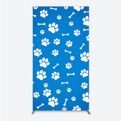 Lofaris Blue White Paw Print and Bone Pattern Rectangle Arch Backdrop, Cute Pet Dog Theme Party Decoration