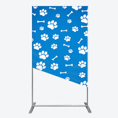 Lofaris Blue White Paw Print and Bone Pattern Rectangle Arch Backdrop, Cute Pet Dog Theme Party Decoration