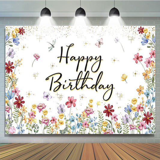 Spring Colorful Floral Backdrop For Birthday Party