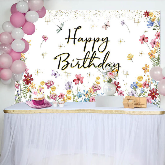 Spring Colorful Floral Backdrop For Birthday Party