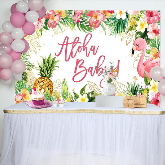 Aloha Baby Floral Gender Reveal Backdrop For Girl