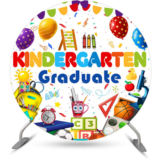Round Cute Stationery Kindergarten Graduate Backdrop