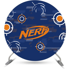 Dark Blue Target Shooting Round Birthday Backdrop