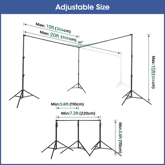 Lofaris Adjustable 20x10ft Backdrop Stand Kit, Pipe Frame for Room Set, Stable for Studio and Event Use