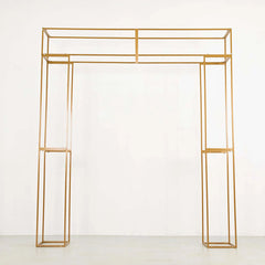 Lofaris Gold Metal Heavy Duty 3D Rectangular Stand,  Floral Balloon Frame Backdrop Stand, for Wedding Party Decor