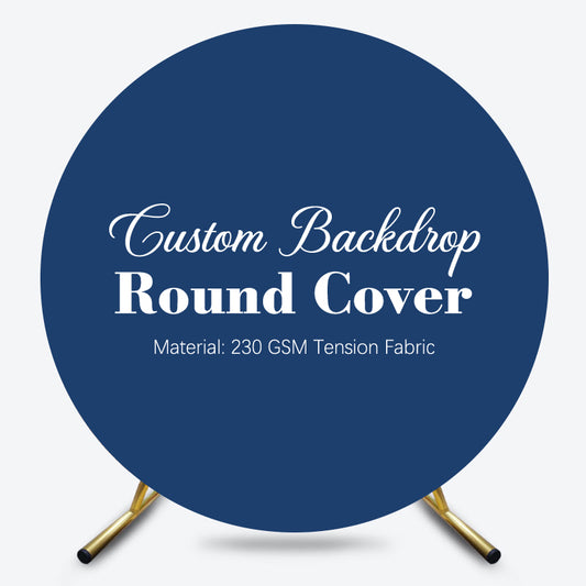 Lofaris Custom Photo Text Theme Party Fabric Round Backdrop