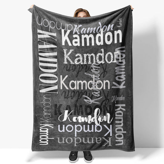 Personalized Name Black Blanket For Adult Kid Gift