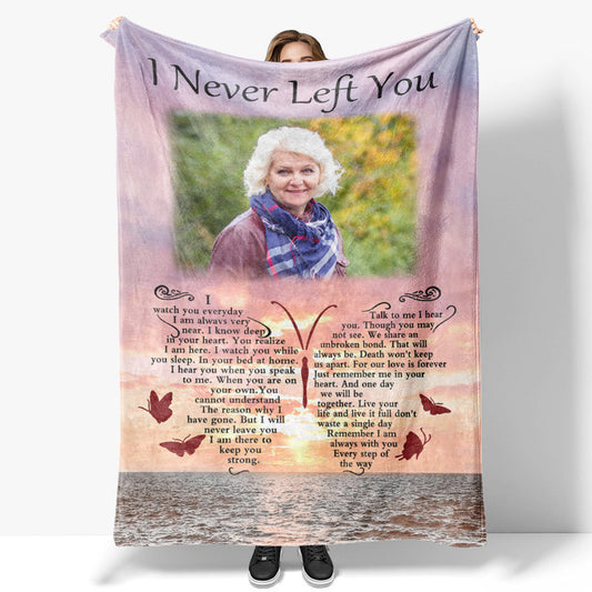 Custom Sympathy Memorial Blanket Never Left You