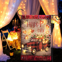 Lofaris Led Floral Truck Heart Valentines Day Yard Flag