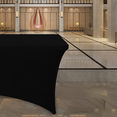 Lofaris Black Fitted Spandex Rectangle Banquet Table Cover