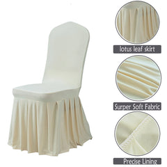 Lofaris Ivory Stretch Spandex Banquet Chair Skirt Cover