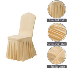 Lofaris Champagne Stretch Spandex Banquet Chair Skirt Cover