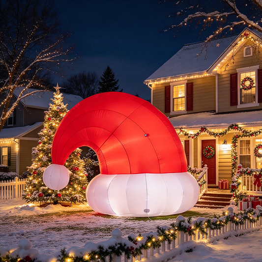 Lofaris Inflatable Santa Hat Christmas Decoration, Outdoor Heavy-Duty Holiday Display