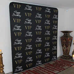 VIP Birthday Black Square Tension Backdrop Cover