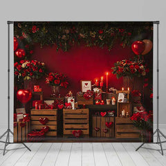 Lofaris Retro Wood Cabinet Valentines Vibe Room Set Backdrop