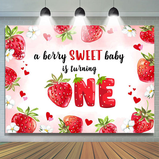Lofaris A Berry Sweet Baby Is Turning One Birthday Backdrop