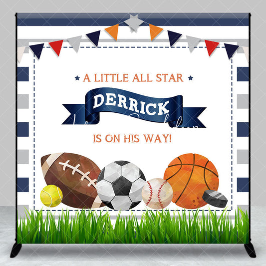 Lofaris A Little All Star Sports Custom Baby Shower Backdrop