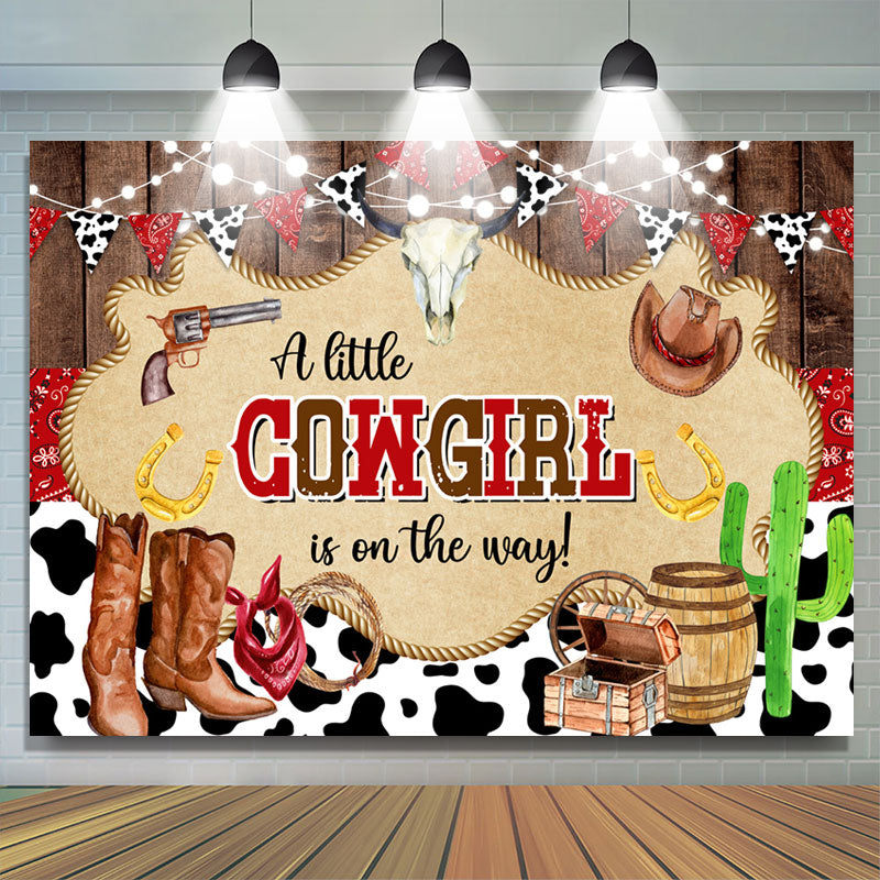 Lofaris A Little Cowgirl Is On The Way Baby Shower Backdrop