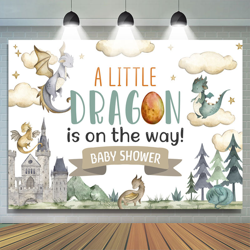 Lofaris A Little Dragon Is On The Way Baby Shower Backdrop
