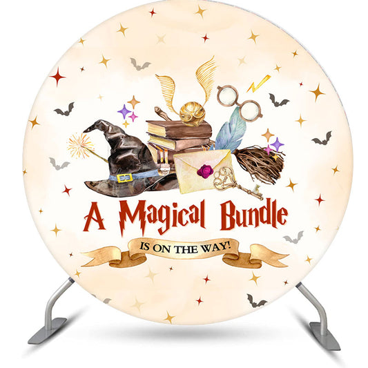 Lofaris A Magical Bundle Bats Round Baby Shower Backdrop